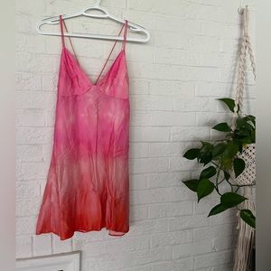 Zara Pink and Orange Satin Mini Dress